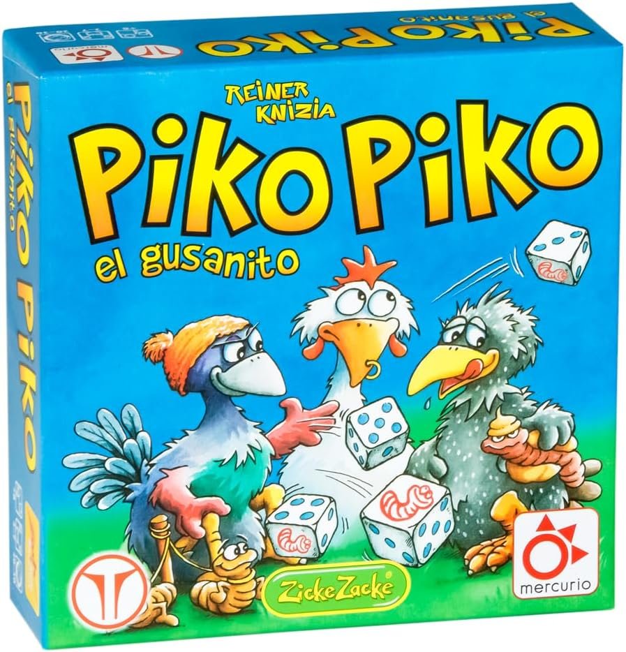 MERCURIO - PIKO PIKO - Juego de Dados para Familias y Amigos - Ejercita Matemáticas Jugando - Juego de Mesa Portátil con 8 Dados y 16 Fichas - Para 2 a 7 Jugadores - Edad Mínima 8 Años