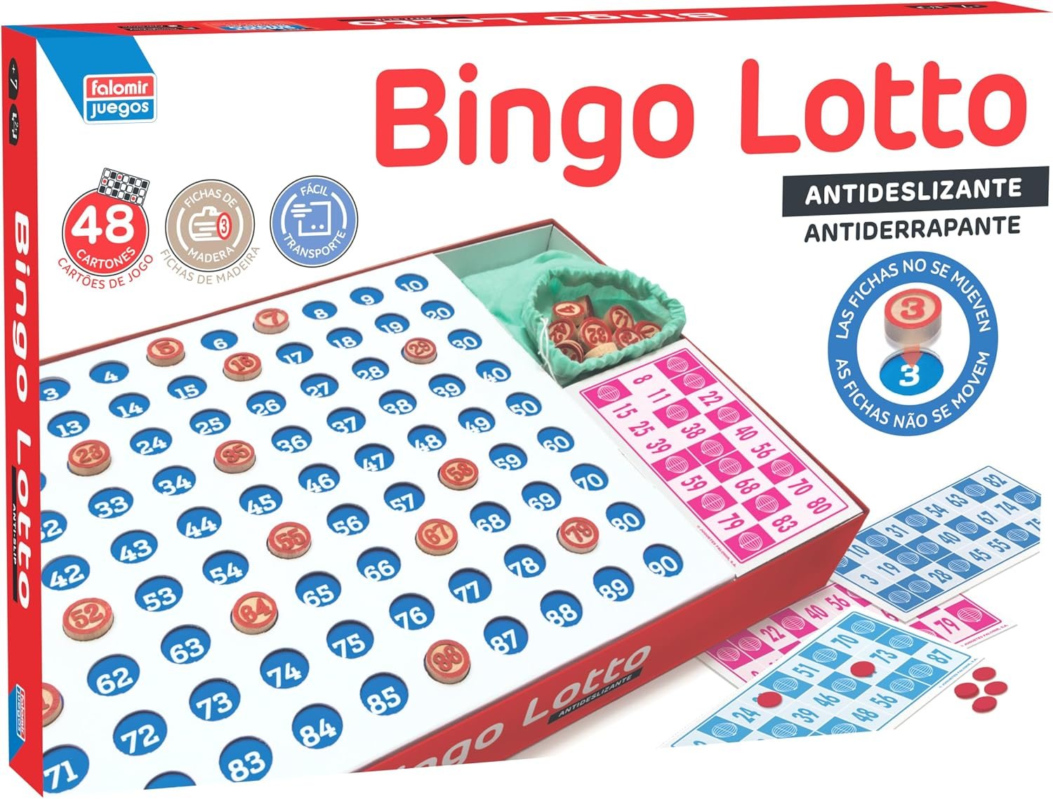 Falomir - Bingo Lotto | Juego de Mesa Clásico | Multijugador| 48 Cartones| Juego de Azar (+7 años)