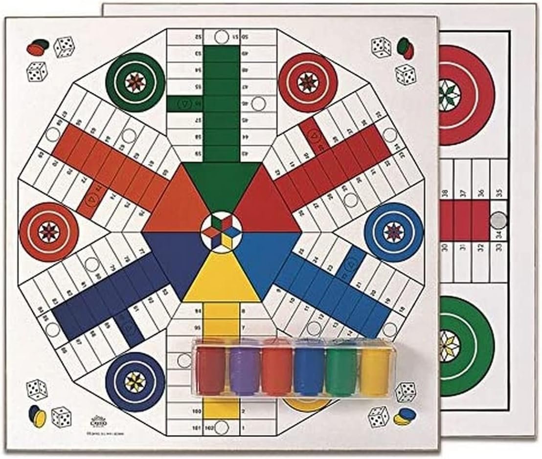 Cayro - Tablero Parchís para 4 y 6 Jugadores - Tablero de Madera - Juego de Mesa Familiar - Juego Tradicional - Duradero y Fácil de Transportar - Diversión Garantizada