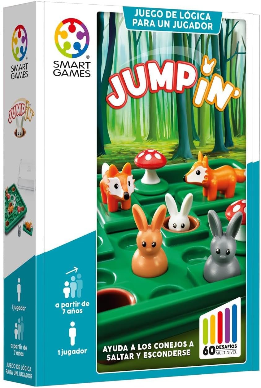 SmartGames - Jump In' | Juegos De Mesa Niños 7 Años O Más | Rompecabezas Niños Y Rompecabezas Adultos con 60 Desafíos | Juegos Educativos 7 Años para 1 Jugador