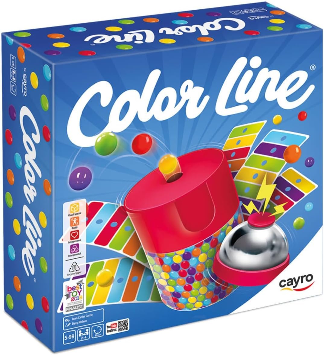 Cayro - Color Line - + 5 Años - Acción y Rapidez - Juego de Mesa Educativo y Divertido - Niños y Adultos - con Timbre y Sacabolas - De 2 a 4 Jugadores