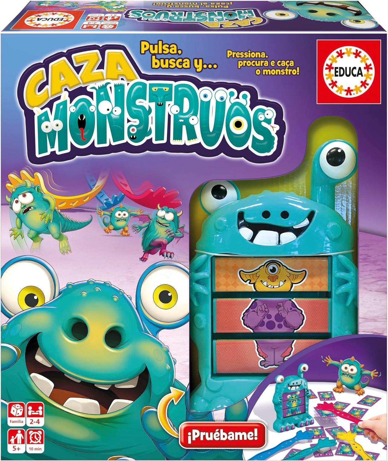 Educa - Caza Monstruos | Juego de Mesa Infantil de Agilidad Visual y Rapidez | Juguete Educativo Recomendado a Partir de 5 años (18861)