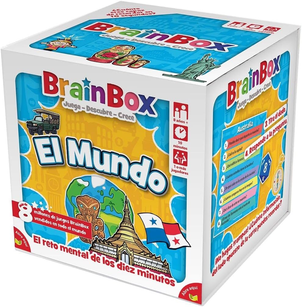 Asmodee BrainBox El Mundo, Juego de Cartas de Memoria y Observación