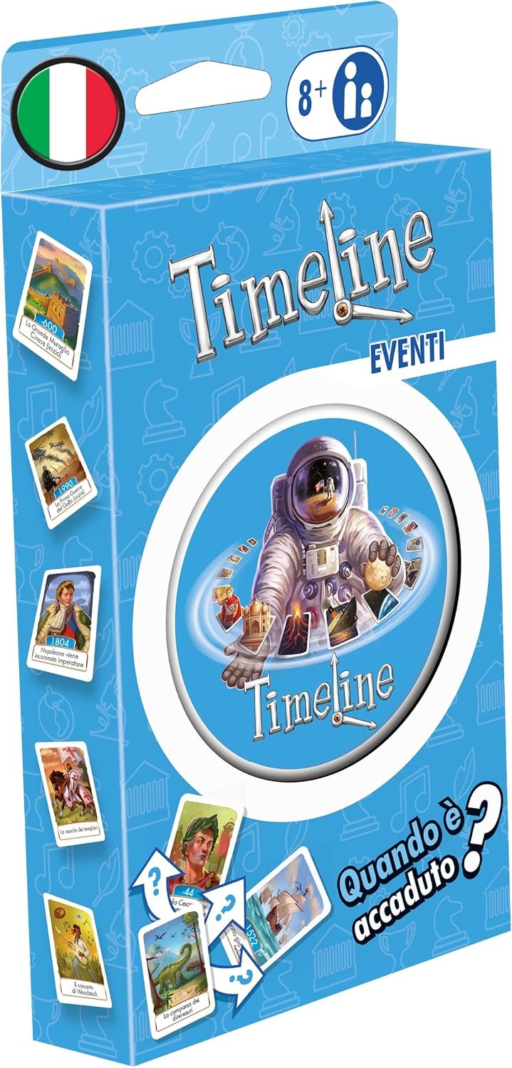 Asmodee - Cronología de Eventos históricos, Eco Blister, Juego de Cartas, Didáctico, Formato de Bolsillo, edición Italiana, de 8 a 99 años, 8304 [versión en Italiano]