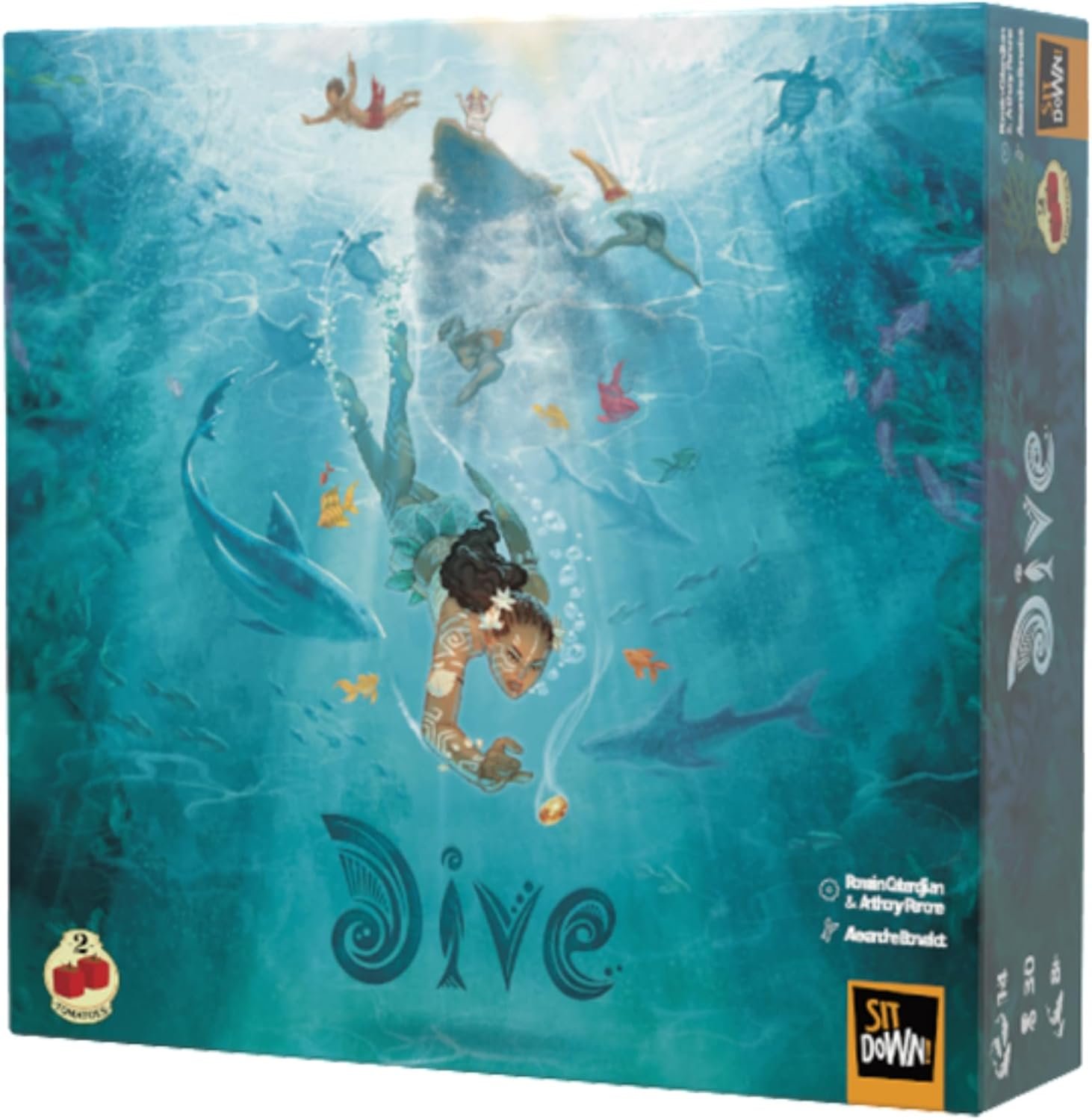 2Tomatoes Games | Dive | Juego de Mesa | Sumérgete en el Océano y Busca Ayuda de los Animales Marítimos para Recuperar la Piedra Sagrada | Muestra tu Agudeza Visual e Ingenio | 1-4 Jugadores | Español
