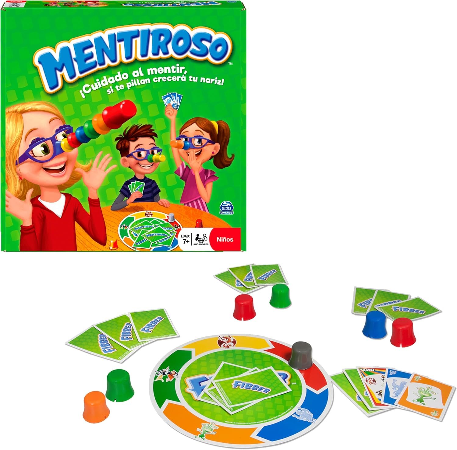 Spin Master Games Mentiroso Juego de Mesa Familiar Cartas y Nariz +7 Años