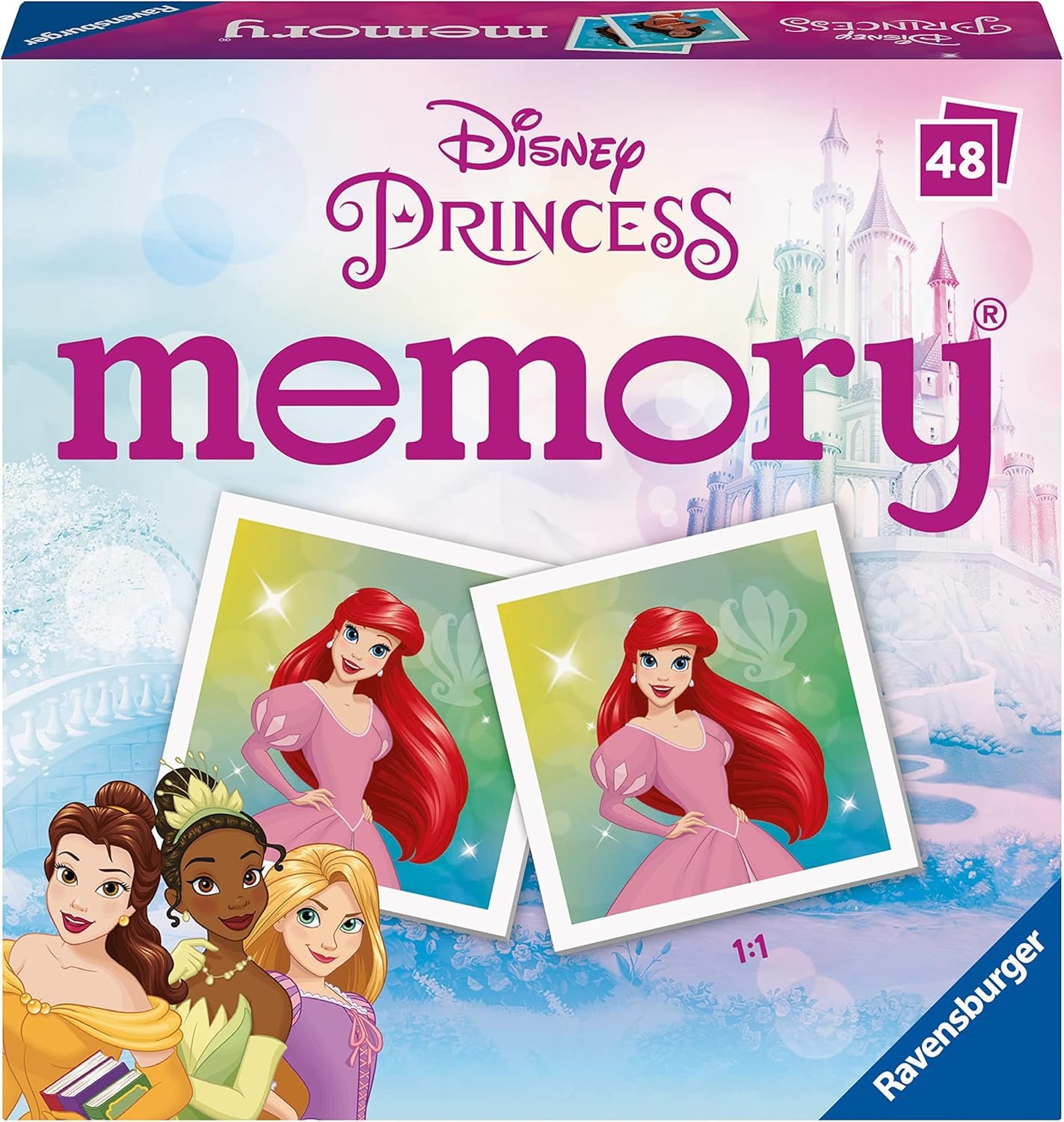 Ravensburger - Princesas Disney Mini Memory, Juego Niña 3 Años, 48 Cartas