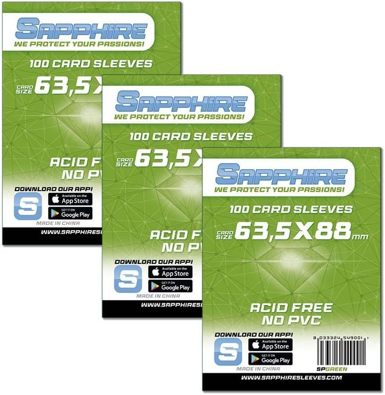Red Glove - 3 Pack 100 Sapphire Sleeves Green 63,5 x 88 SPGREEN3P