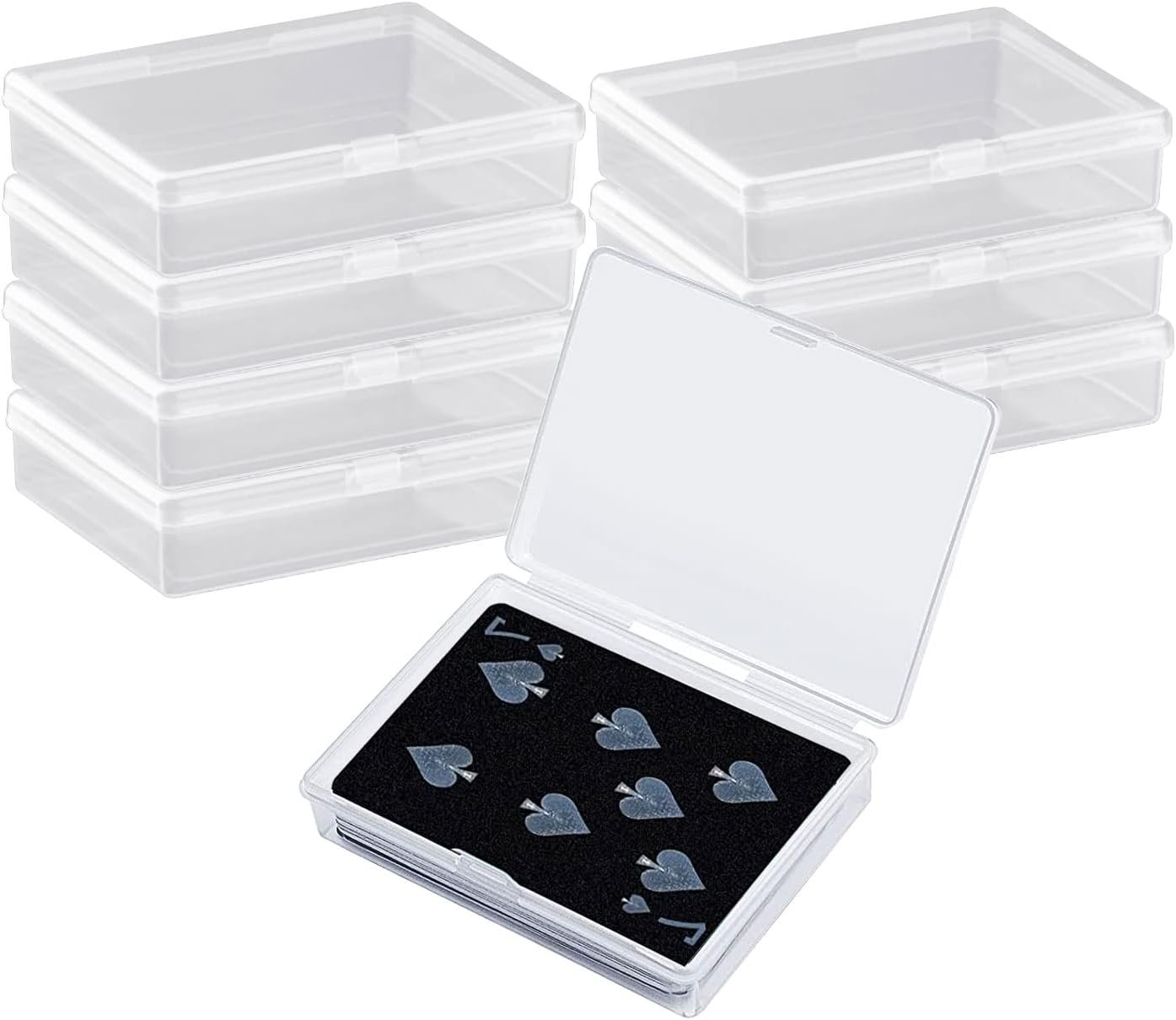 8 Piezas Caja Plastico Almacenaje Transparente Cajas de Cartas de Juego Estuche Mini Organizador de Plástico Transparente para Cuentas, Joyas, Artículos Manualidades (9.6 x 6.8 x 2.1 cm)