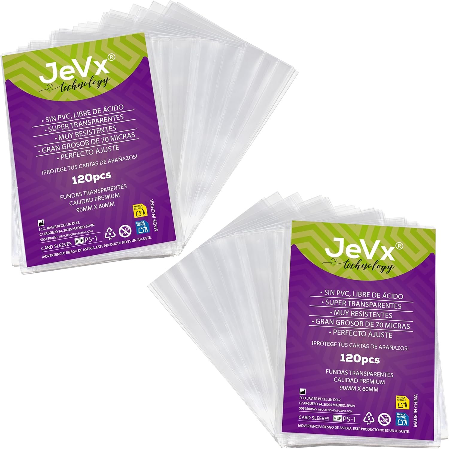 JEVX 240 Fundas Cartas Virus A MEDIDA, Tamaño 90x60mm