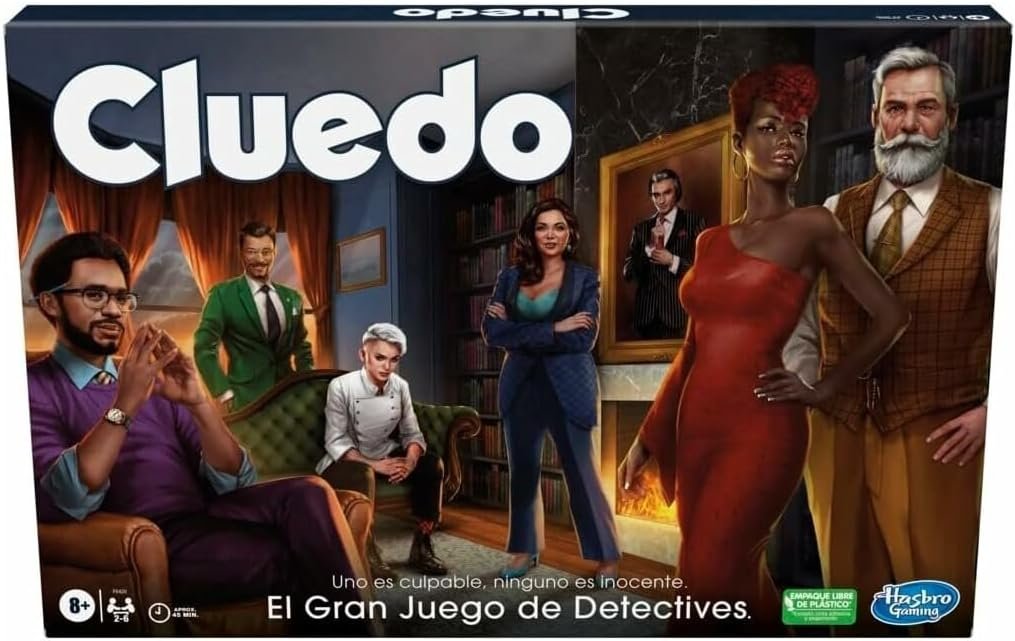 Hasbro Gaming Cluedo Rediseñado, Juego de Mesa, Estrategia y Acertijos, Tablero de Mansión Tudor, Personajes Clásicos, Fiestas en Familia, Regalos para Niños y Niñas a Partir de 8 Años