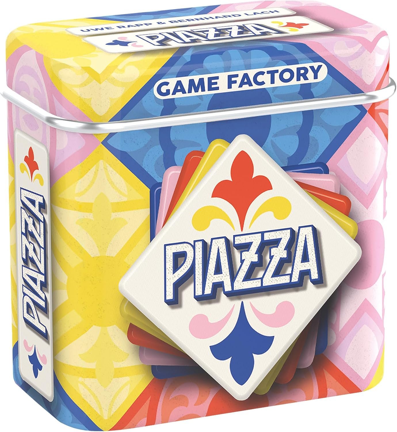 Game Factory 646309 Piazza, el Mini Juego de Cartas en práctica Caja de Metal, Juego de Cartas para Adultos y niños a Partir de 8 años, Juego de Viaje