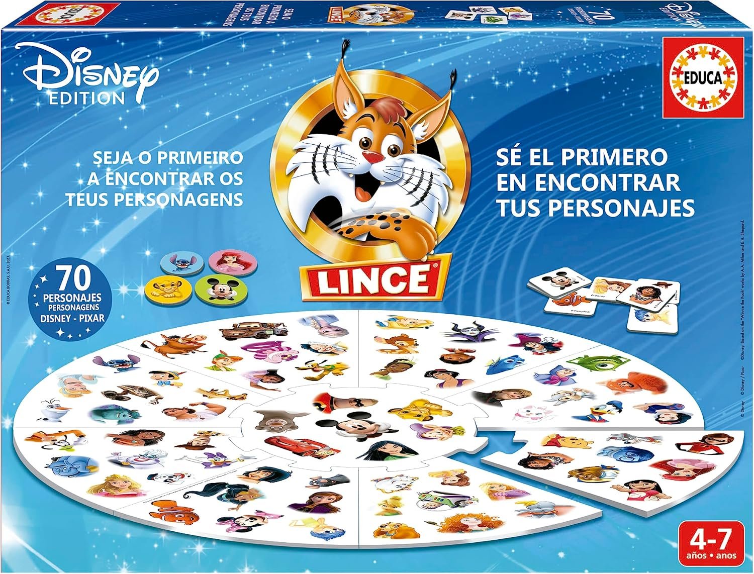 Educa - Lince Disney edición 70 Imágnes | Juego de Mesa con Personajes Disney Pixar | Agudiza la Vista, Memoria, reflejosdiviertes con la Familia y Amigos | Juegos de Mesa niños +4 años (19690)