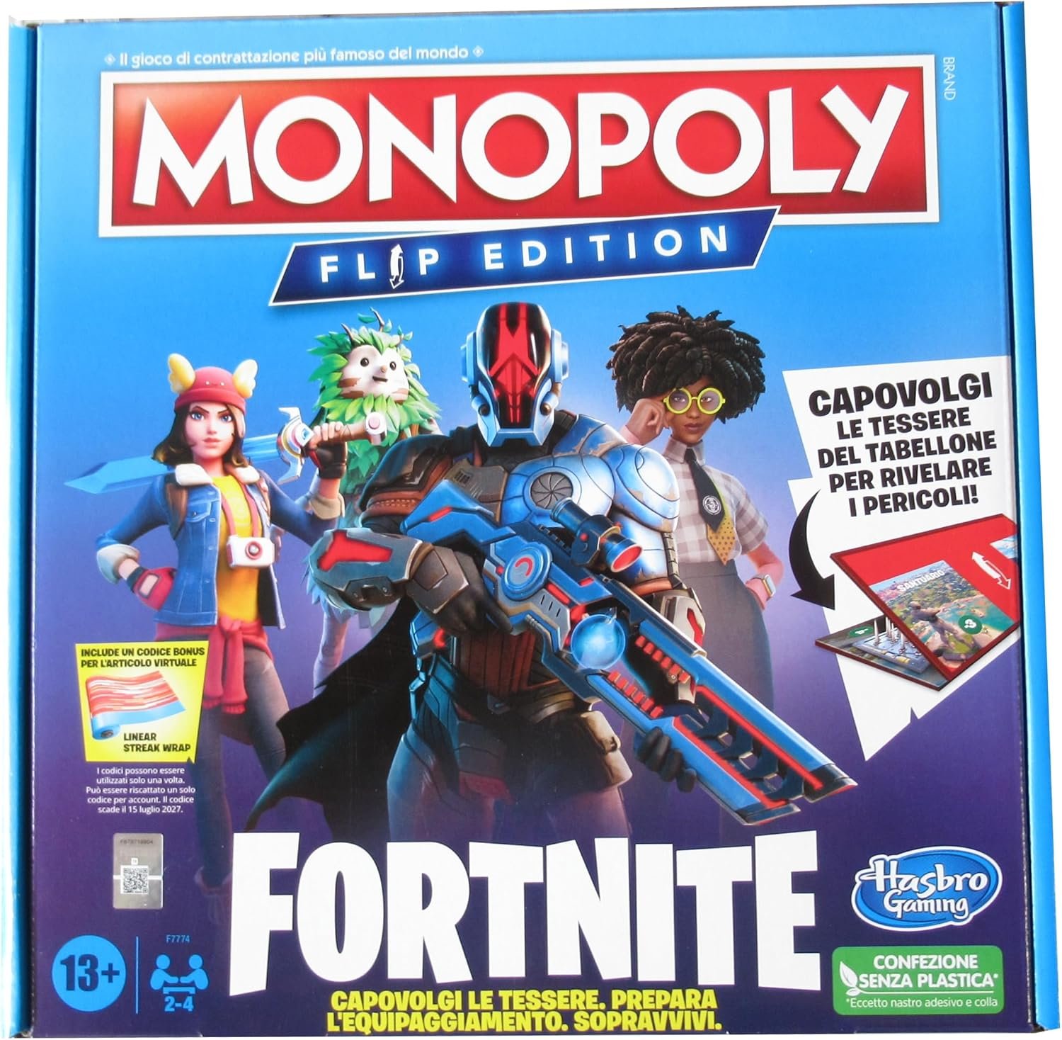 Monopoly Flip Edition: Fortnite - Juego de mesa, Monopoly inspirado en el videojuego Fortnite, juegos de mesa para adultos y adolescentes