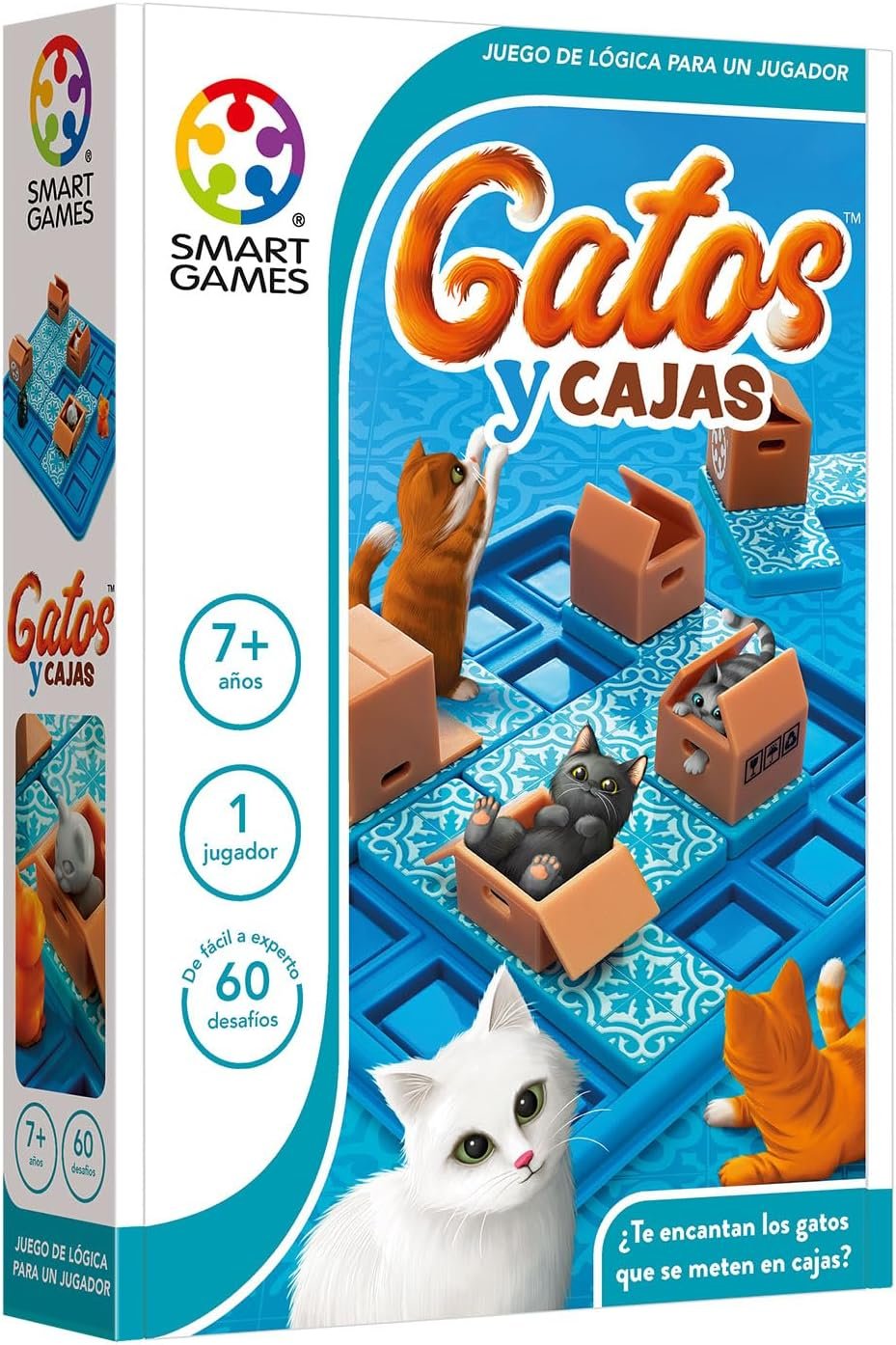 SmartGames - Gatos Y Cajas | Rompecabezas Adultos Y Rompecabezas Niños con 60 Desafíos | Juegos Educativos para 1 Jugador | Juegos De Mesa Niños 7 Años O Más
