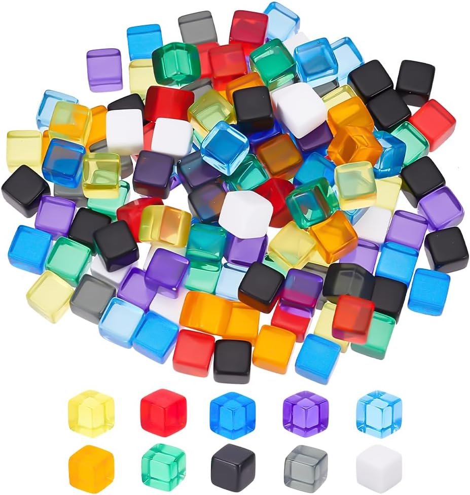 BENECREAT, 140 Uds., 10 Colores, 7.5mm, Dados En Blanco, Cubos Acrílicos, Colores Surtidos, Cuentas Sin Agujeros Con Caja de Almacenamiento Para Fabricación DIY