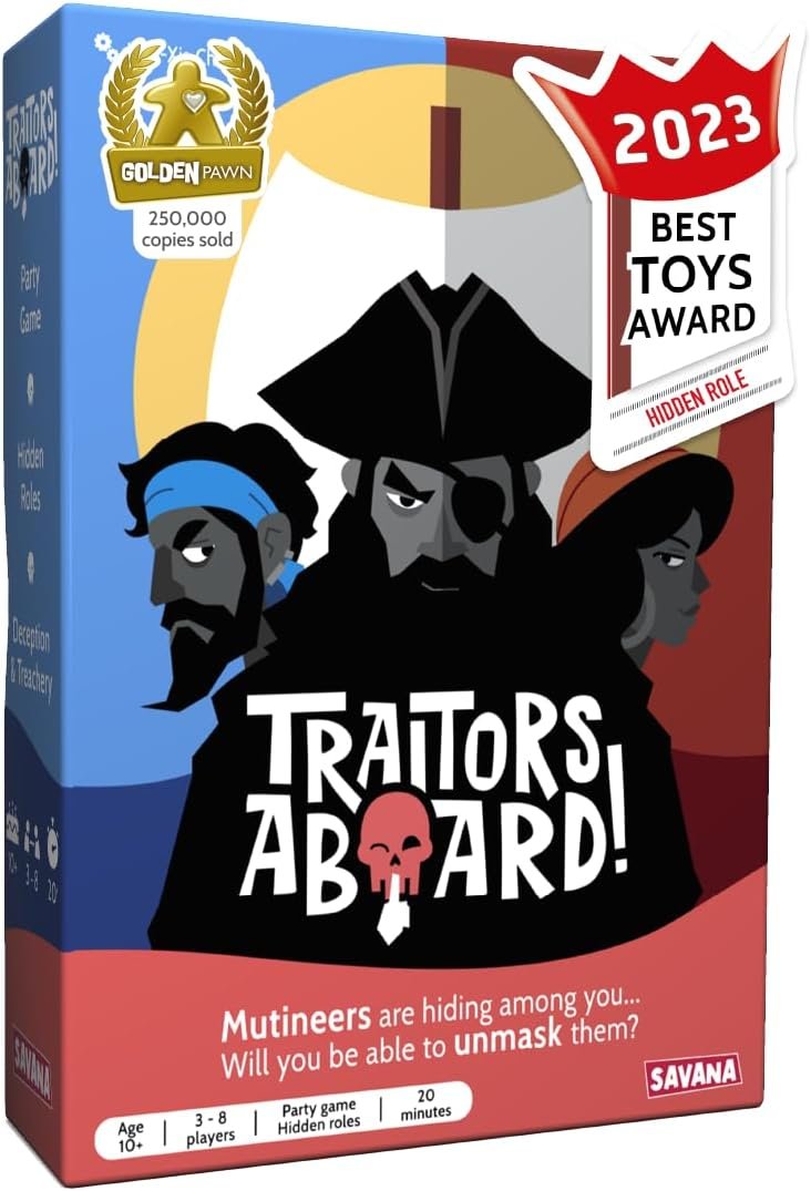 Juego de traidores a bordo - Juego galardonado de fiesta de identidad secreta - Diversión, estrategia, farol y traición | Fácil de aprender, ronda de 15 minutos | Juegos populares para 3-8 jugadores