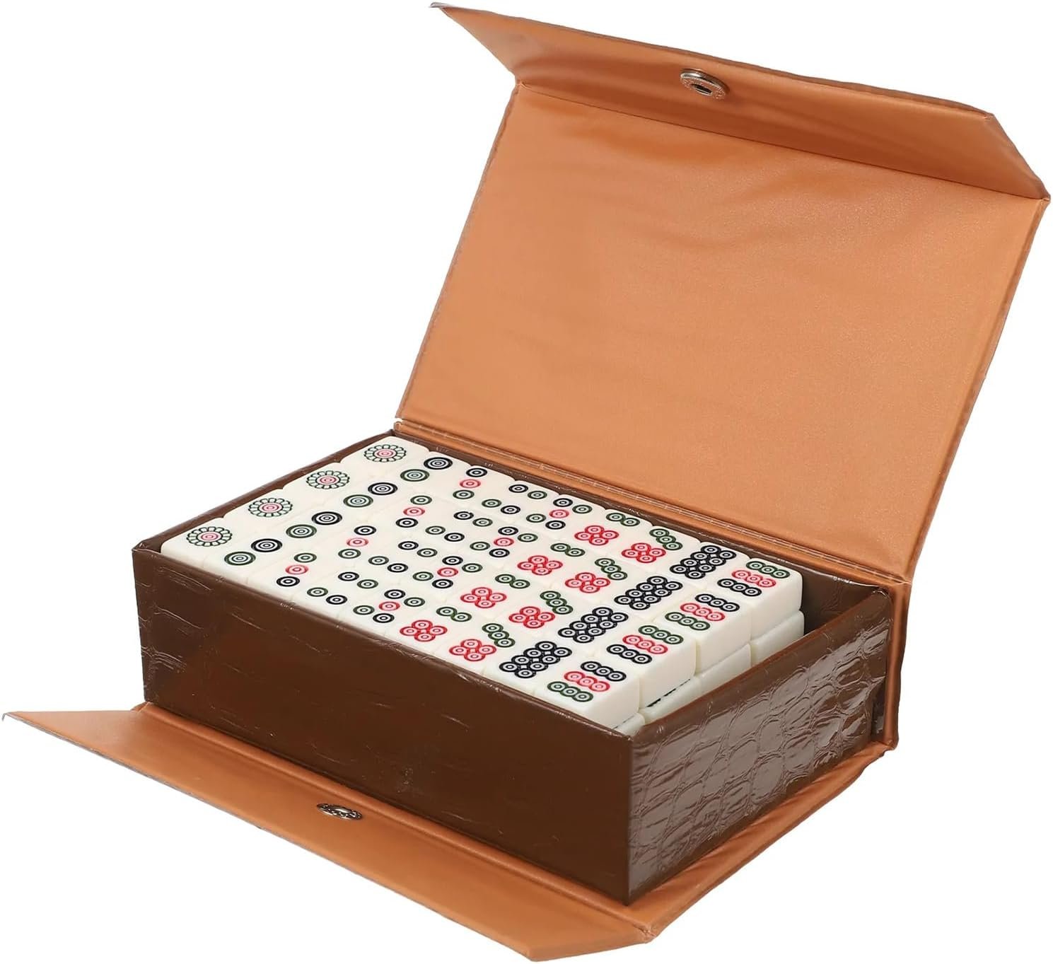 HEYOUTH Mini Mahjong,Portátil Tradicional Juego Chino,Juego de 144 Pequeños Azulejos y Vintage de Piel Mahjong Carring Case,para la Familia,Fiesta,Amigos,Reunión,Juego de Mesa,Juego de Mesa