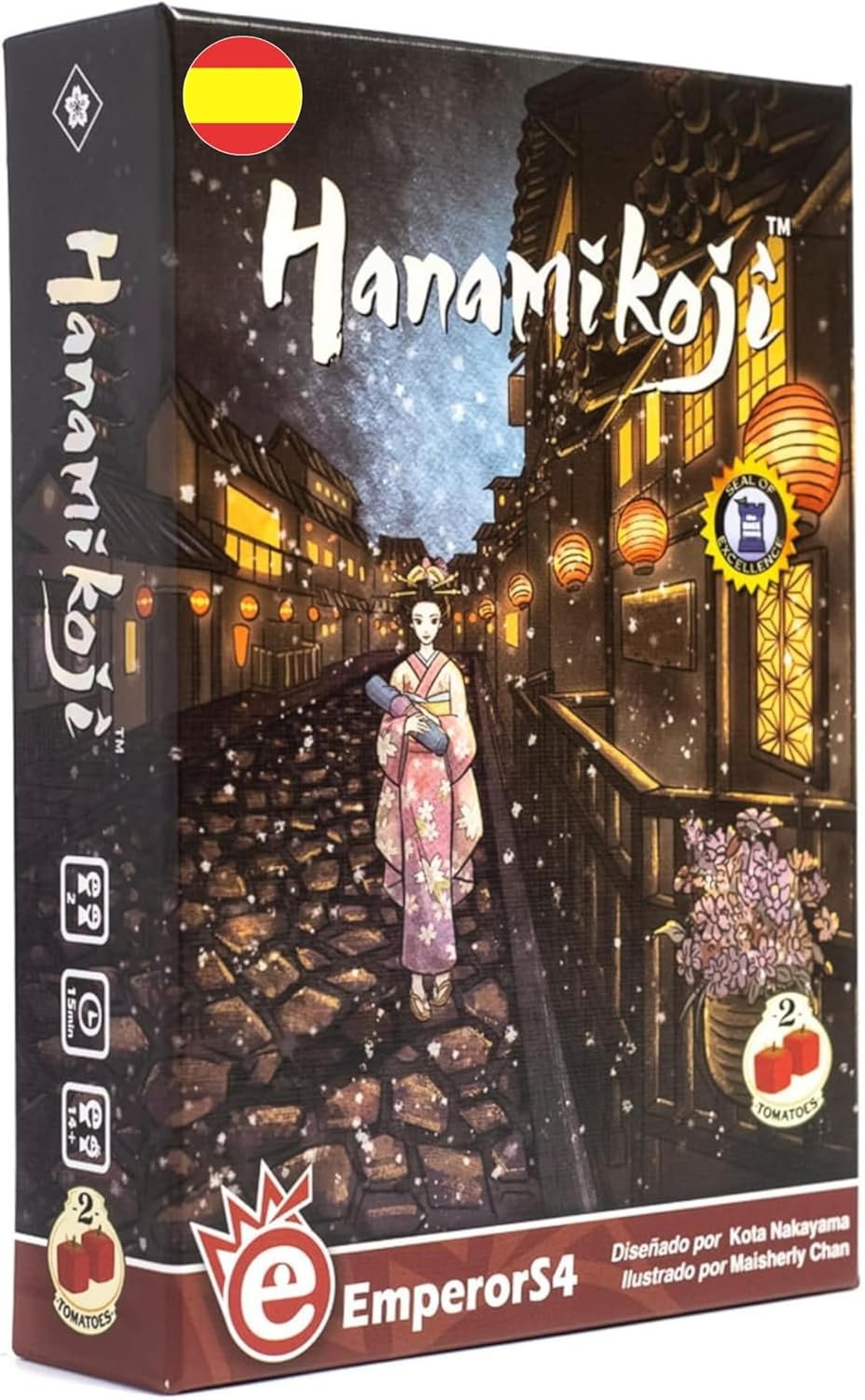 2 Tomatoes Games Hanamikoji Juego de Mesa Español | Compite y Obtén El Favor de Siete Ilustres Geishas | Juego de Mesa de Estrategia para 2 Jugadores con Temática Japonesa