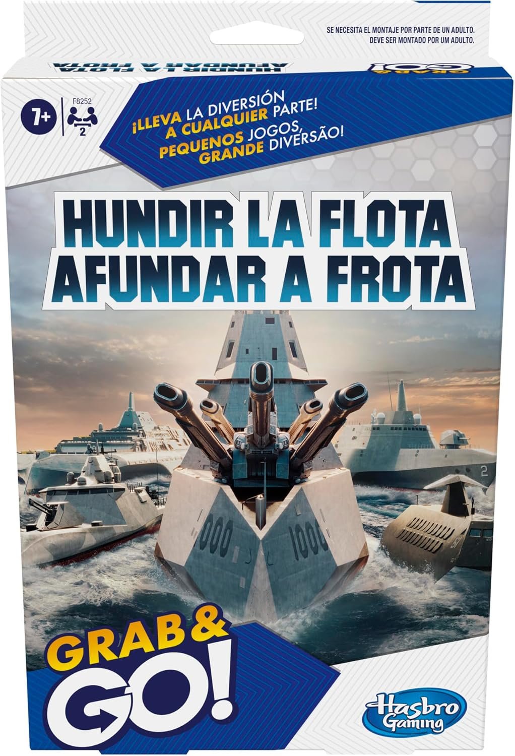Hasbro Gaming Hundir la Flota Grab and Go, Jugete de Estrategia, Kit Portátil con Barcos, Fiestas en Familia, Regalo para Niños y Niñas de 7 Años o Más