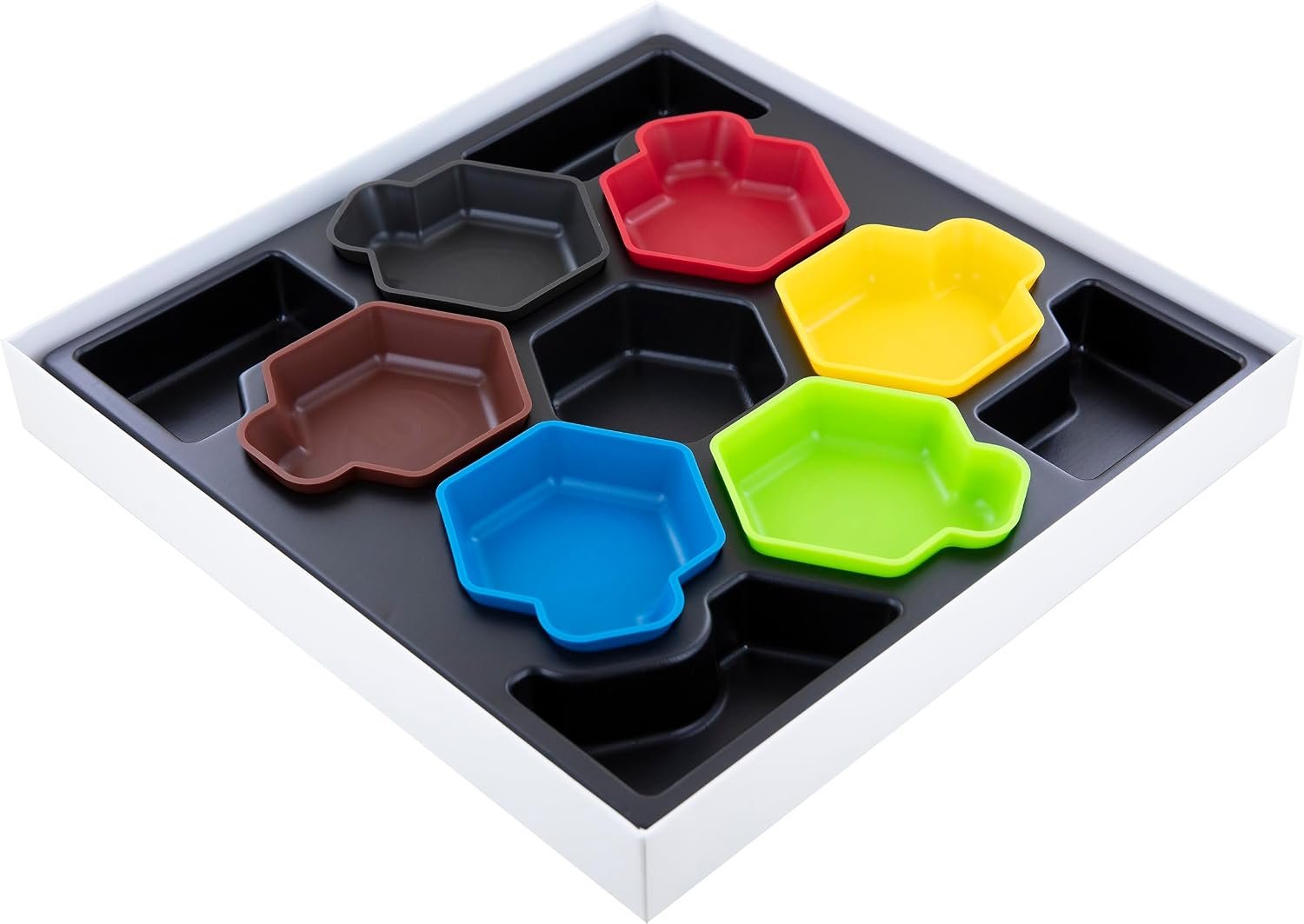 Feldherr Shell Core Box - 6 bandejas de fichas de Colores más Caja de Almacenamiento para Accesorios de Juego, fichas, meeples y Otros Objetos pequeños.