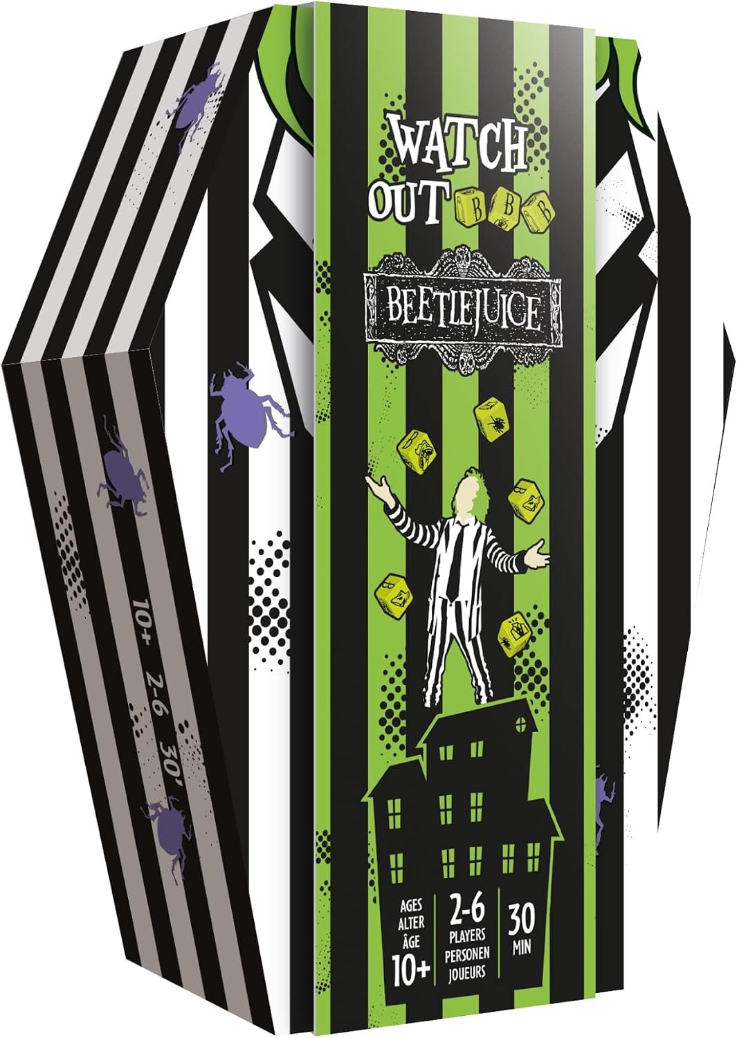 Watch out Beetlejuice Party Game - Una Aventura fantasmal Push-Your-Luck para una Noche de Juego Familiar Juego de Estrategia para niños y Adultos, Desde 10 años, 2 a 6 Jugadores