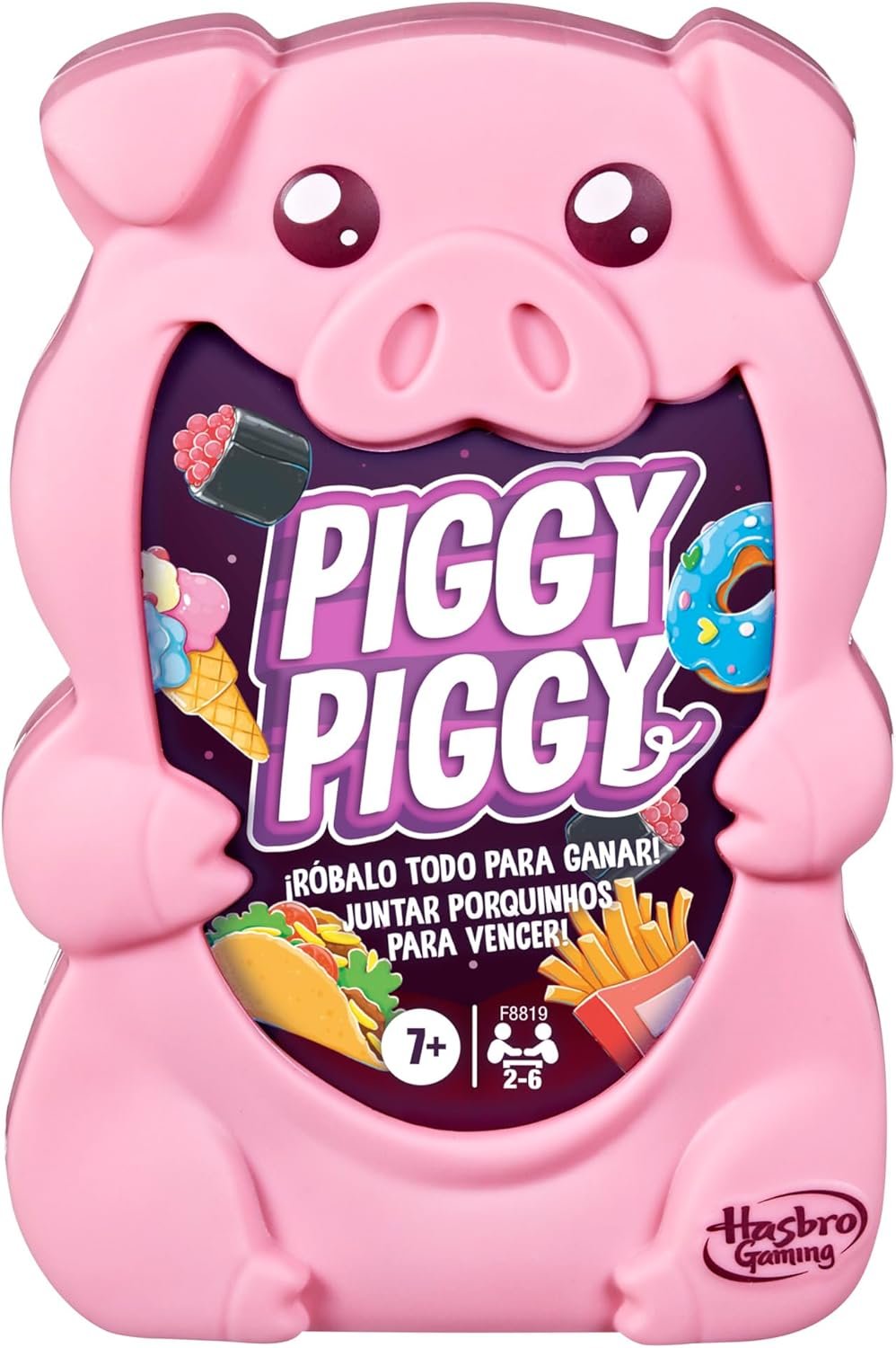 Hasbro Gaming Piggy Piggy, Juego de Cartas, 2 a 6 Jugadores, Planes al Aire Libre, Familia y Amigos, Regalo para Niños y Niñas de 7 Años o Más, Cerditos y Cabras