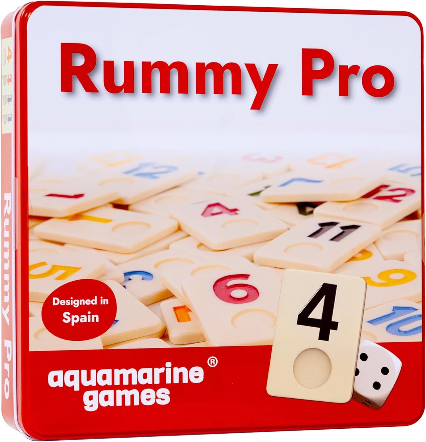 Aquamarine Games Rummy Pro, Juego de Mesa Clásico con Fichas de Resina