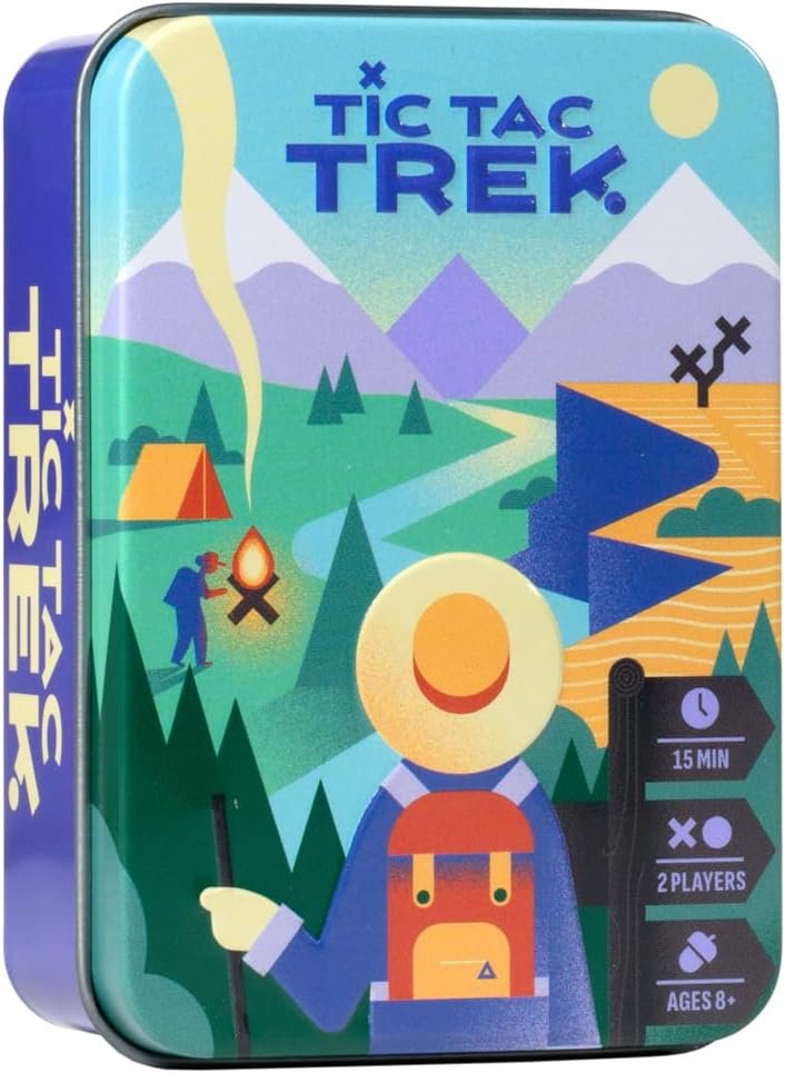 Tic Tac Trek de Alley Cat Games | 2 jugadores | A partir de 8 años | Juego de mesa de estrategia | Juego de colocación de azulejos de aventura en la naturaleza con puntuación de fogata, construcción