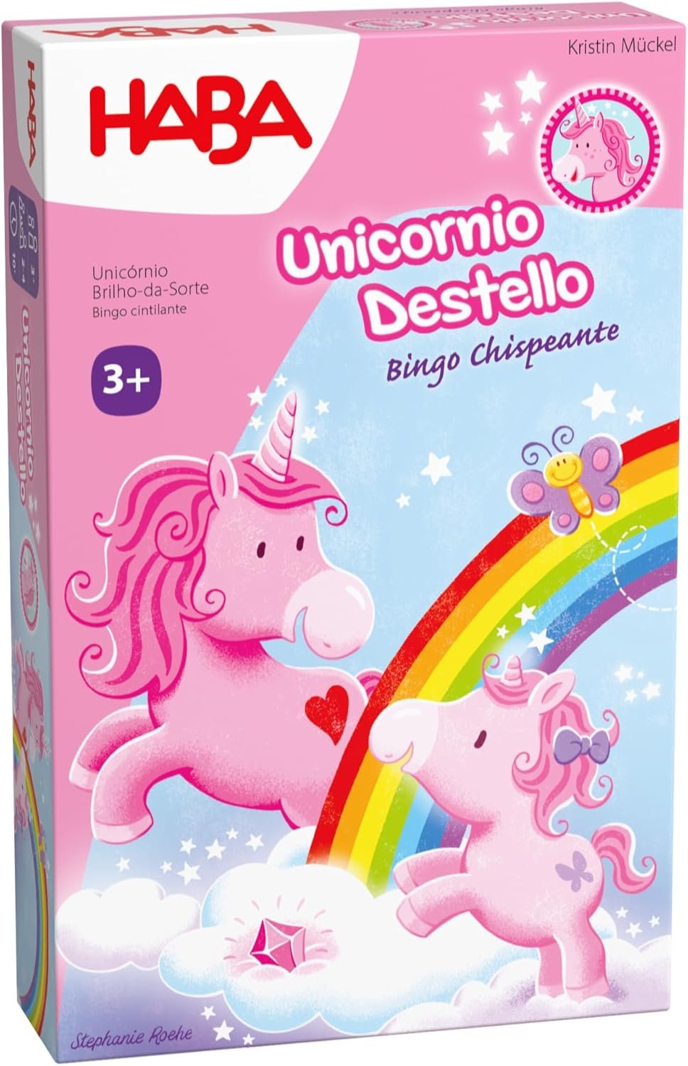 HABA 2012212004 - Unicornio Destello – Bingo Chispeante, Juego Infantil de Mesa de atención. Más 3 años