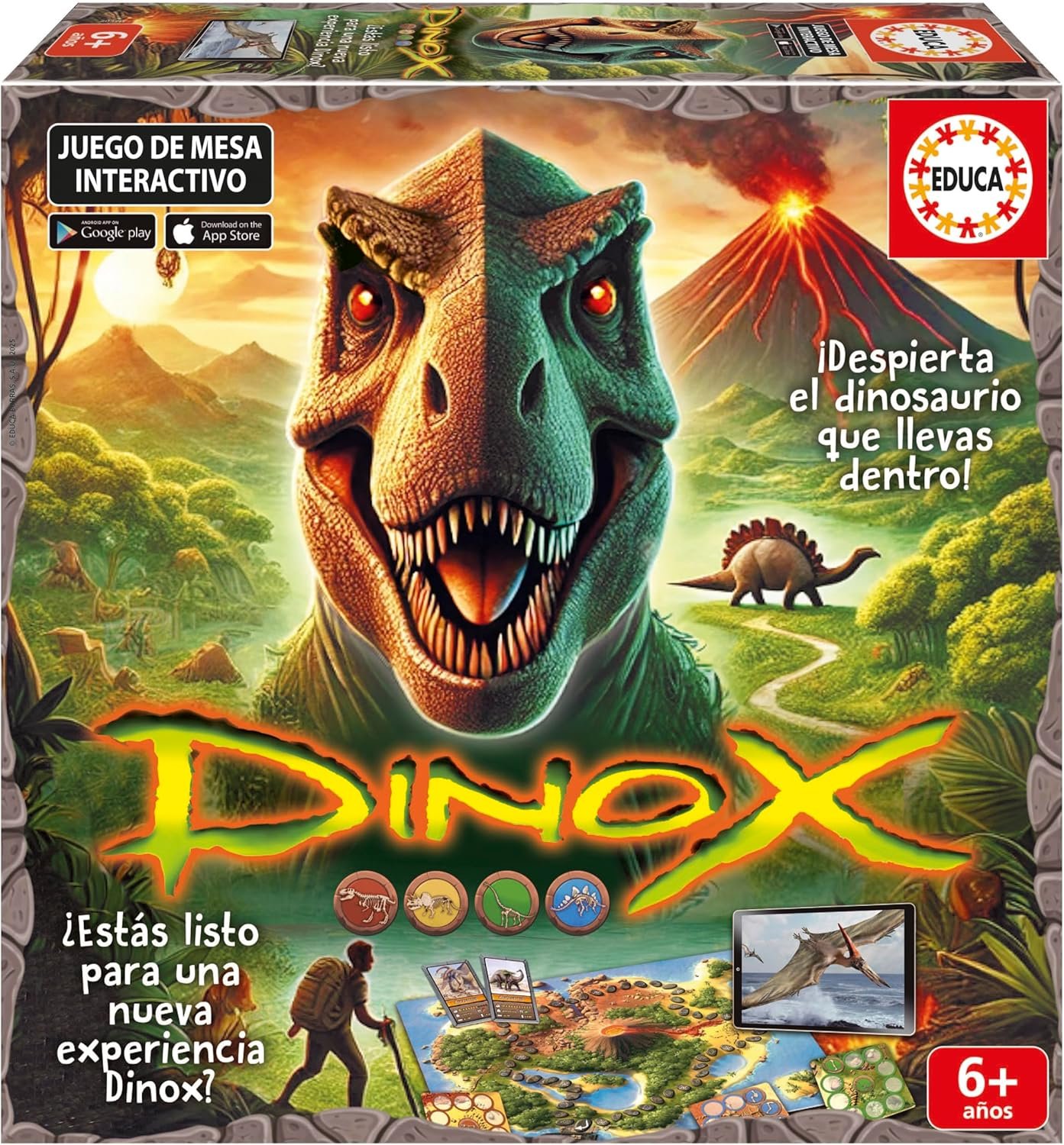Educa - Dinox Juego de Mesa Interactivo Dinosaurios | Preguntas para niños Que despiertan la curiosidad | Juego Educativo de Dinosaurios | A Partir de 6 años (20379)