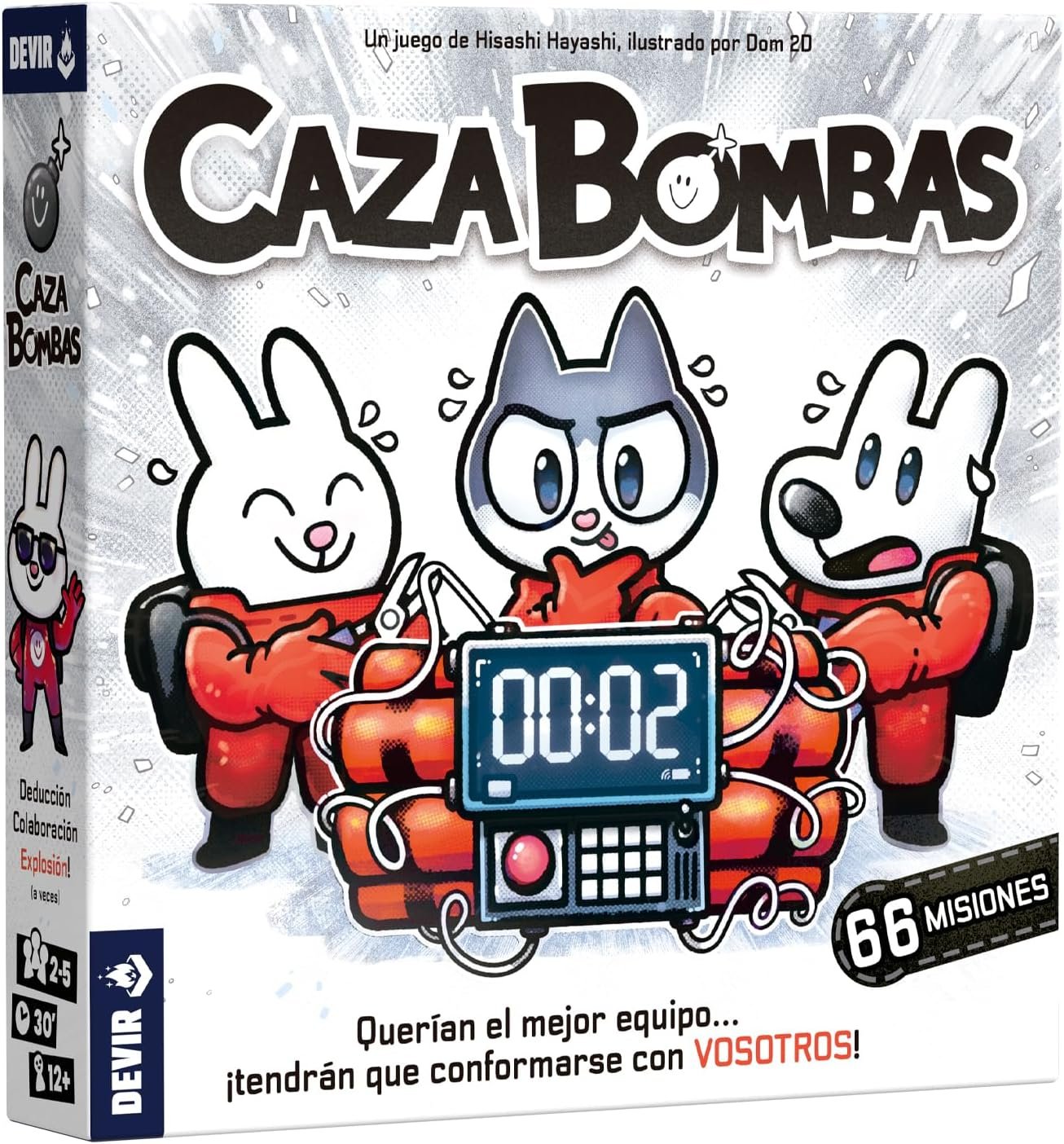 Devir - Caza Bombas, Juego de Mesa, Juego Cooperativo e Interactivo, 2-5 Jugadores, Edad +12 (BGCAZSP)