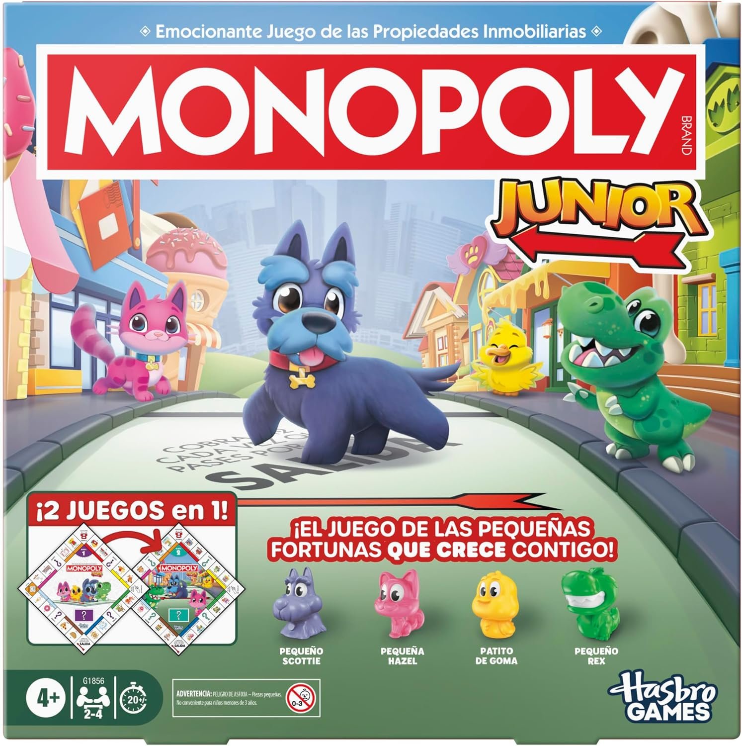Juego de Mesa Monopoly Junior (Edición 2026) | 2 Juegos en 1 para niños pequeños, Tablero de 2 Caras | A Partir de 4 años | 2-4 Jugadores | 20 min. | Regalos preescolares - Versión en español