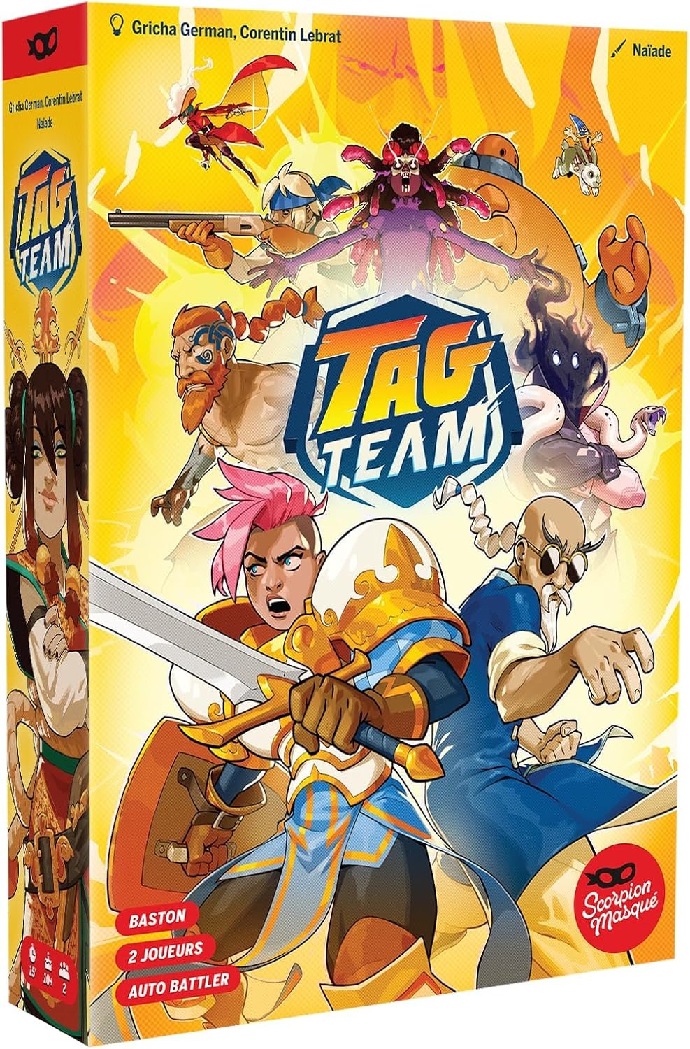 Tag Team - Juego de Mesa Arcade & Deckbuilding | 2 Jugadores | Combos Automáticos y Combos | Escorpio Oculto, Amarillo