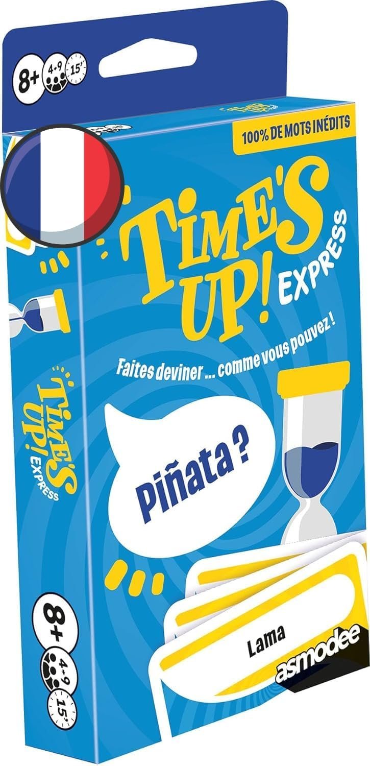 Asmodee Time's UP Express - Juegos de Mesa de Vacaciones - Juego de Cartas y Ambiente - Familia y niños a Partir de 8 años - 4 a 12 Jugadores - Formato Bolsillo - Parties rápidos - Versión en francés