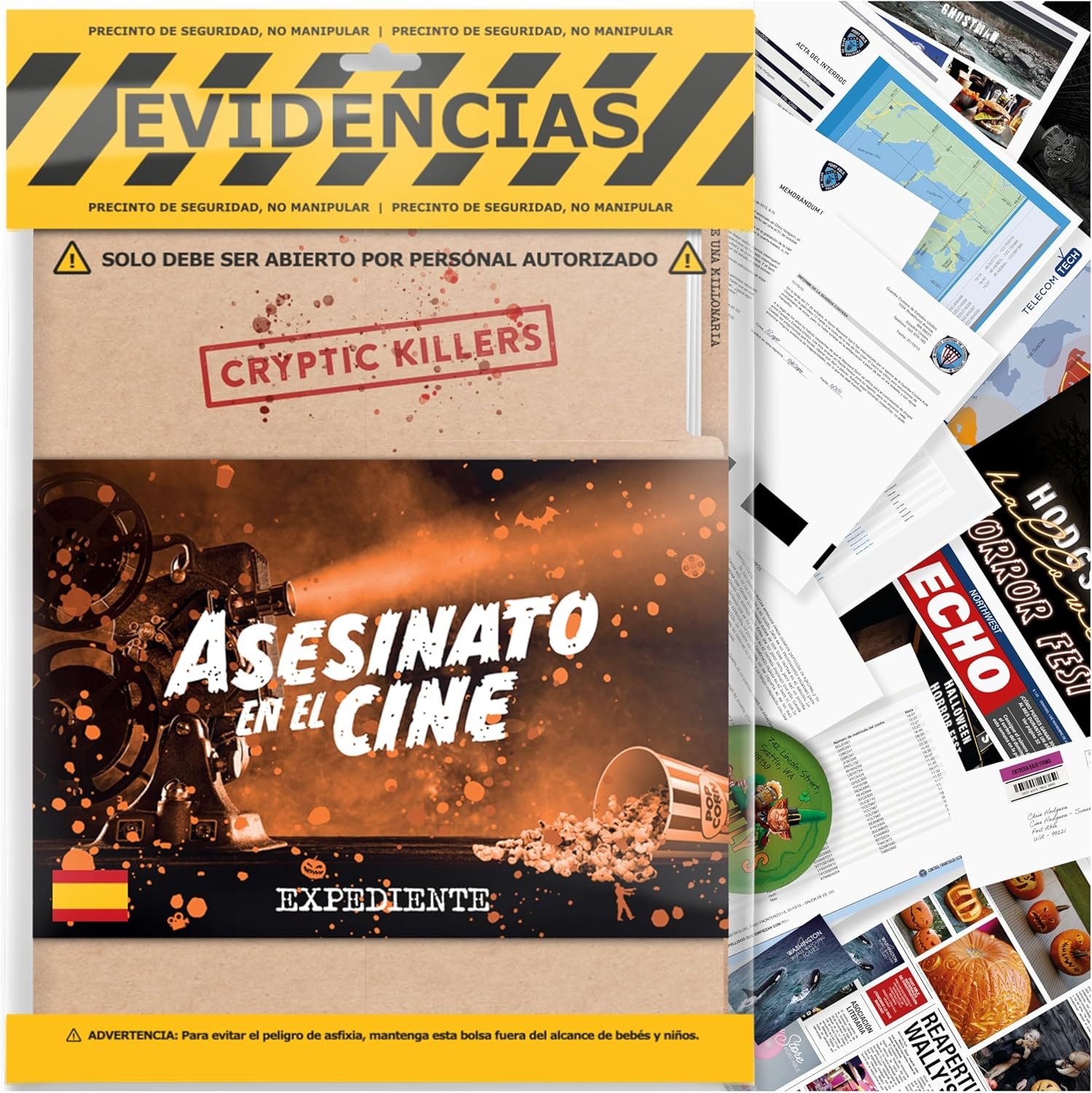 Cryptic Killers Juego de Asesinato y Misterio sin Resolver Investigación del expediente de un Caso con Pistas/Pruebas de Detectives - Resuelve el Crimen - Asesinato en el Cine