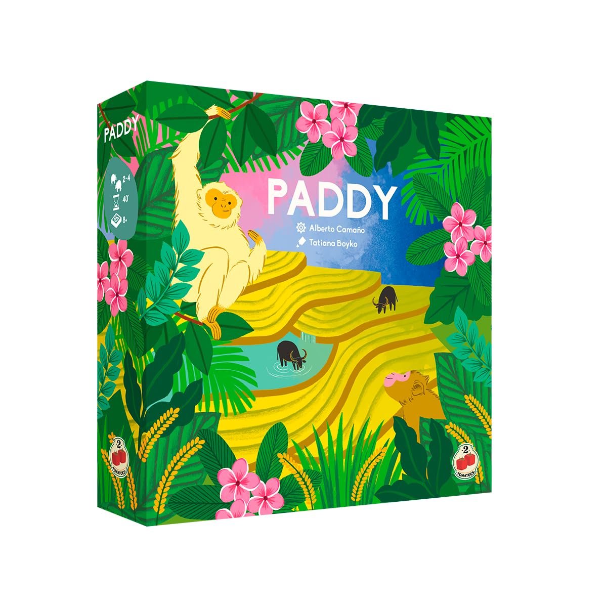 2Tomatoes – Paddy | Juego de Mesa Familiar de Estrategia y Colocación de Losetas - Construye Arrozales y Controla el Agua - 2-4 Jugadores - Desde 8 Años - 30-40 Minutos-| Naturaleza y Competencia