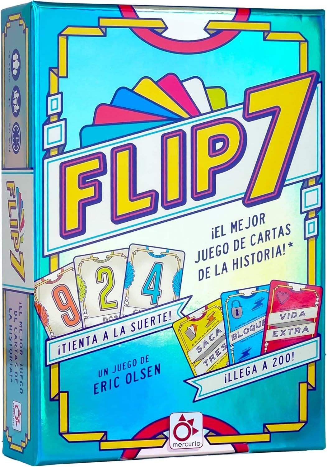 Mercurio - Flip 7 | Juego de Cartas Estratégico y Divertido | Reta tu Suerte y Tu Astucia | para Adultos y Niños +8 Años | Ideal para Fiestas, Familia y Amigos | 20 Minutos de Diversión