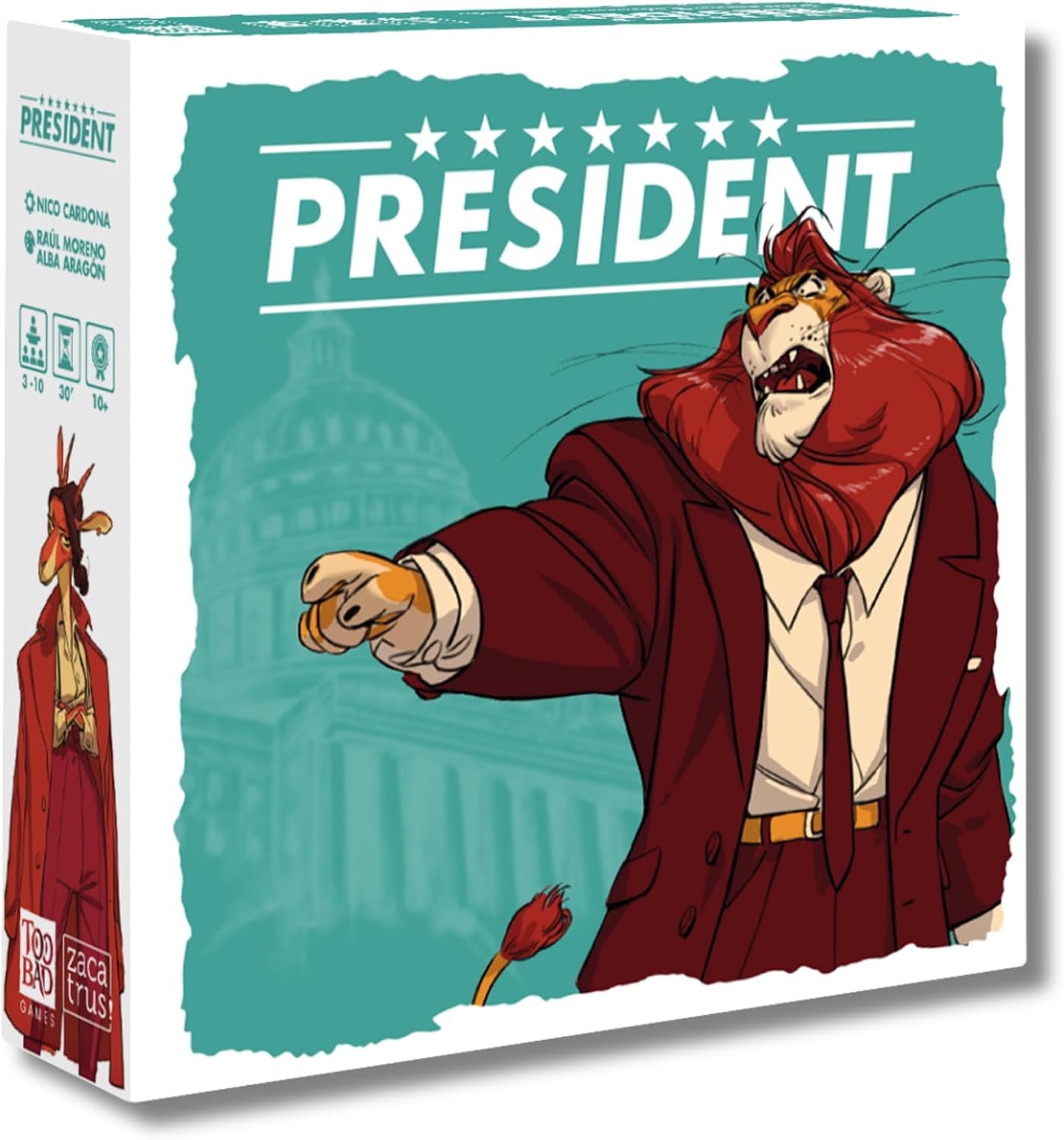 President, Juego de Mesa, 3-10 Jugadores, Juego de Cartas, para Grupos, Party, con Amigos, Divertido, Risas, Animales, Estrategia, Faroleo, Negociación, Idioma Español, Francés, Inglés, Edad +10 Años
