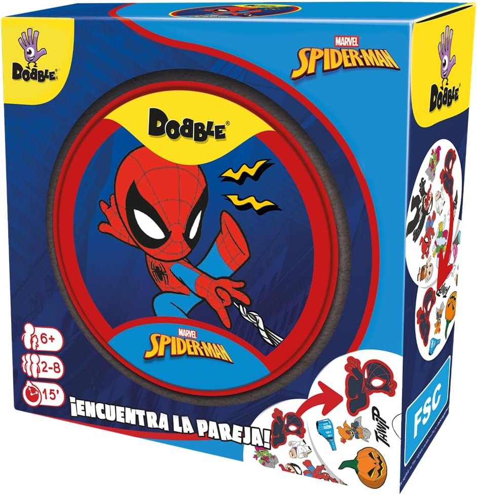 Asmodee Dobble Spiderman, Juego de Cartas de Observación y Velocidad