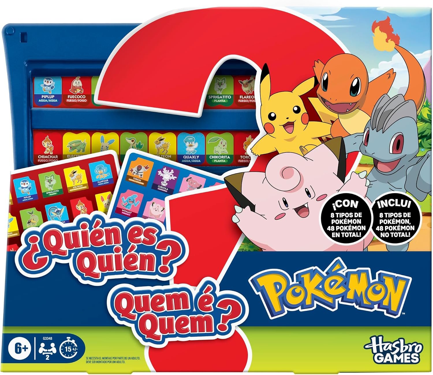 Juego ¿Quién es quién? edición Pokémon | 48 Pokémon | Divertidos Juegos de Mesa Familiares para niños | 2 Jugadores | 15 Minutos | Juego de Viaje | Edad: 6+ - Versión en español y portugués
